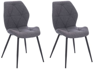 SVITA JAMIE 2er Set Esszimmerstuhl Polsterstuhl ohne Armlehnen Stoff Dunkelgrau