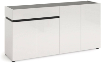 Dmora Beinette Sideboard, Wohnzimmerbuffet, Wohnzimmer-Sideboard, Küchen-Pantry, Made in Italy, 160x42h80 cm, Weiß und Anthrazit glänzend