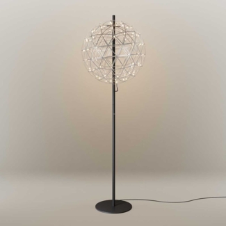 s.luce Atom LED-Stehleuchte aus Metall mit Touchdimmer Chrom, Schwarz Ø 70cm