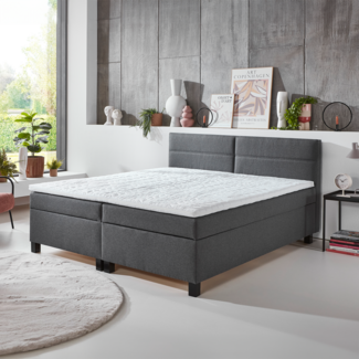 CRESCO Boxspringbett 180x200 - H3, BX2430, Bezug: 50512-700 anthrazit, Basisbox mit Bonell-Federung