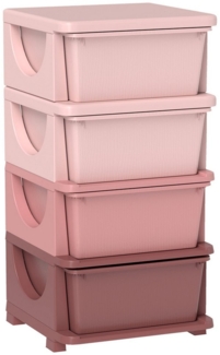 HOMCOM Spielzeugtruhe vier Ebene (Spielzeugkiste, 1 St, Spielzeug-Organizer), für Kinderzimmer 3-6 Jahre Kindermöbel Rosa 37 x 37 x 76 cm
