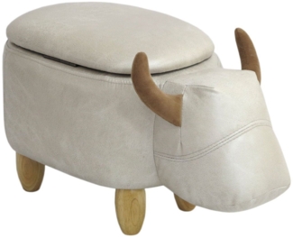 SVITA ANIMAL STORAGE Kinderhocker Hocker mit Stauraum gepolstert Hellbraun Stier