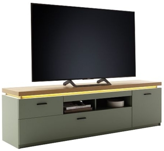 TV-Lowboard Marlena / Moniz , Holzwerkstoff , Grün, Holzfarben , 195 x 57 x 44 cm
