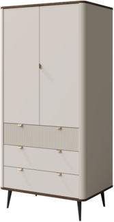 Kleiderschrank Rotevio 3S2D RE01 (Farbe: Cashmere / Cashmere + Nuss)