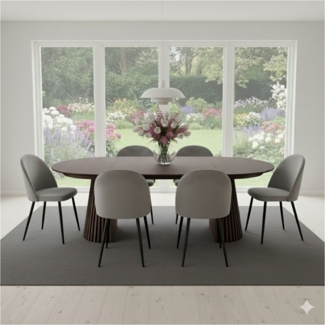 ebuy24 Essgruppe Tokyo Essgruppe Esstisch smoked, 6 Stühle aus grau, (7-tlg)