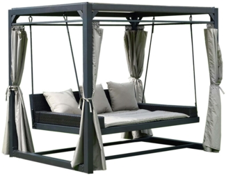 Pavillon Gartenliege Sonnenliege Relaxliege Lounge Sonnenbett Doppelliege grau