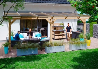 Skan Holz Holz Terrassenüberdachung Andria | Natur | 300x648x264 cm