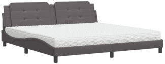 vidaXL Bett mit Matratze "Zadar" Grau 200x200 cm Kunstleder 3208890