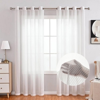 BYSURE Gardine, Ösen (2 St), halbtransparent, Polyester, Streifen Gardine