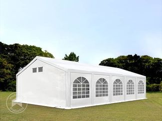 Toolport Partyzelt Pavillon, mit Fenster, PE Plane 550 N weiß, 5x10 m