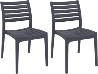 CLP 2er Set Gartenstühle Ares stapelbar und mit modernem Design,dunkelgrau