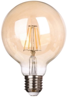 TRANGO LED-Leuchtmittel, E27003 LED E27 2500 Kelvin warmweiß Gold farbig - 4 Watt - 400 Lumen, Filament G95 Lampe, Amber Vintage Glühbirne, LED Edison Retro Leuchtmittel G95 Abstrahlwinkel 360°, 1 St.