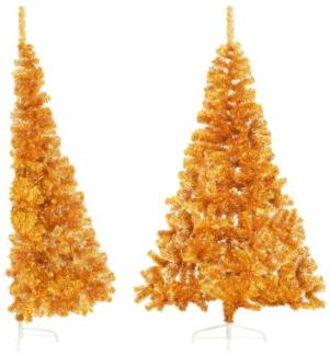 vidaXL Künstlicher Halb-Weihnachtsbaum mit Ständer Gold 180 cm PET 344692