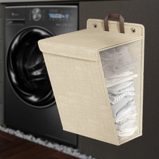 REDOM Wäschekorb Wäschesammler faltbar Hängender Wäschebehälter Aufbewahrungskorb (Platzsparender Hängeorganizer Wäsche organizer mit Haken, 1 St, 36 x 12 x 48 cm wasserdicht leicht robust mit Belüftung), ideal zum Aufhängen für Kleidung Spielzeug Aufb...