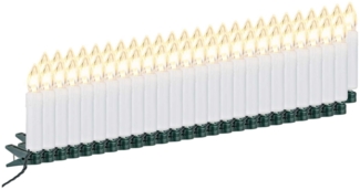 F-H-S International LED-Christbaumkerzen, 50-flammig, Baumkerzen weiß 7cm warmweiß 6/18h Timer 24,5m