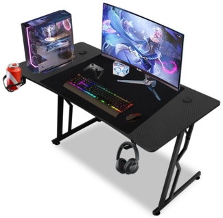 Clanmacy Gamingtisch Gaming Schreibtisch inkl. Mauspad, Stabiler PC-tisch (Enthält nur Mauspad, 120 x 60 x 75 cm), Ergonomischer, Kabelmanagement