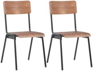 vidaXL Esszimmerstühle 2 Stk. Braun Massives Sperrholz Stahl 280084