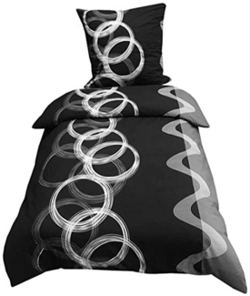 Visaggio Bettwäsche Winter Fleece Bettbezug flauschig warm, Fleece, 2 teilig, Thermofleece kuschelig weich, Kreise und Welle