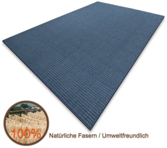 Karat Sisalteppich Peru Blau, Teppich in verschiedenen Größen, Teppichläufer, Wohnteppich, Eckig, Höhe: 6 mm, Eckig