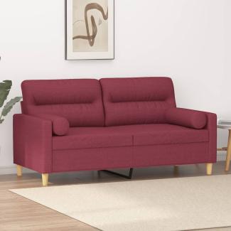 vidaXL 2-Sitzer-Sofa mit Zierkissen Weinrot 140 cm Stoff 3200827