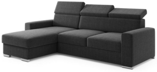 M-Punkt24 Ecksofa Ecksofa Bari Webstoff Grau oder Schwarz mit Bett und Bettkasten, Rechts und Links universell aufbaubar, mit Bettfunktion