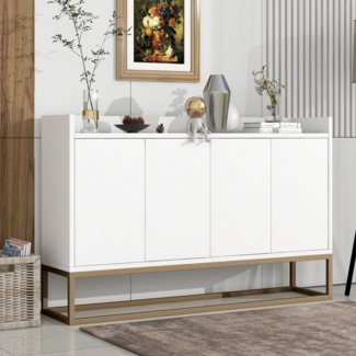 PXloue Sideboard kommode Highboard, mit 4 Türen, Kommode Landhaus, Anrichte, Buffet, B 120cm