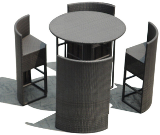 Luxus Rattan Bar Set Mallorca für 4 Personen Polyrattan Lounge Set Tisch Hocker a