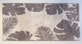 ADOB Badematte Premium Badezimmerteppich, kuschelweich, 140x70 cm, Farbe off-white, warm, rutschhemmend beschichtet, fussbodenheizung geeignet, strapazierfähig, schnell trocknend, Baumwolle, rutschfest