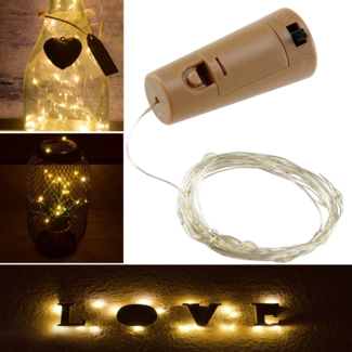 LED Flaschen-Lichterkette "CuteBottle"20 LEDs, 2m, warmweiß, Batterie, 10x Set