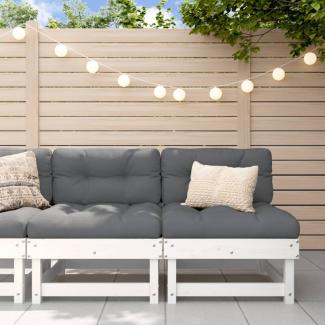 vidaXL Mittelsofas mit Kissen 2 Stk. Weiß Massivholz Kiefer 825458