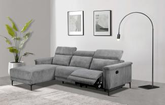 Places of Style Ecksofa Lund in Cord, L-Form, 261 cm, mit manueller, o. elektrischer Relaxfunktion, USB, Kopfteilverstellung