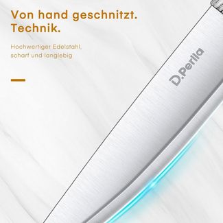 D.Perlla Messer-Set 7/6-teiliges Küchenmesserset mit universellem Messerblockhalter (Set, 6-tlg)