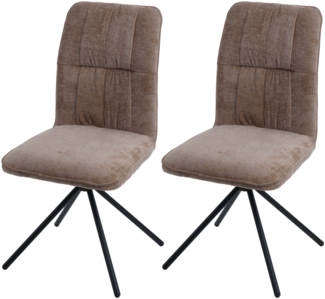 2er-Set Esszimmerstuhl HWC-N99, Küchenstuhl, drehbar Auto-Return, Stoff/Textil Chenille (340g/m²) Öko-Tex ~ hellbraun