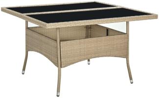 vidaXL Garten-Esstisch Beige Poly Rattan und Glas 310555