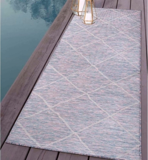 Carpet City Läufer PALM3075, rechteckig, Höhe: 5 mm, Wetterfest & UV-beständig, für Balkon, Terrasse, Küche, flach gewebt