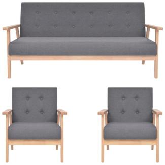 vidaXL 3-tlg. Sofagarnitur Stoff Dunkelgrau [279145]