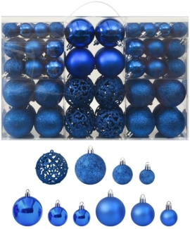vidaXL 100-tlg. Weihnachtskugel-Set Blau 330085