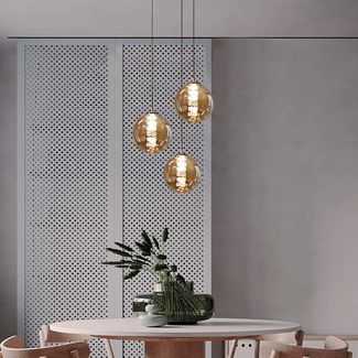 ZMH Pendelleuchte aus bernsteinfarbenem Glas, Durchmesser 28 cm, G9, höhenverstellbar, Kronleuchter, 3 bernsteinfarbene Lichter, Küchen-/Wohnzimmerlampe, Schlafzimmerlampe