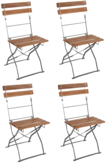 4er Set Biergartenstuhl Gartenstuhl klappbar - Metall und Akazie