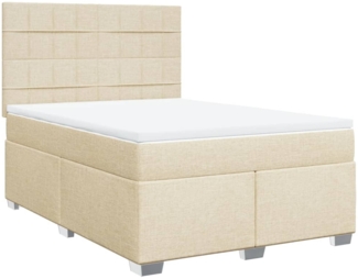 vidaXL Boxspringbett mit Matratze Creme 140x200 cm Stoff 3290516