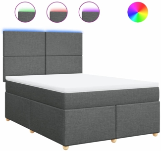 vidaXL Boxspringbett mit Matratze Dunkelgrau 160x200 cm Stoff 3293625