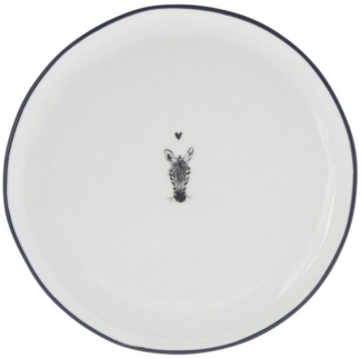 Bastion Collections Kuchenteller Schwarzes Herz, Spülmaschinengeeignet, Weiß, Motiv: Zebra