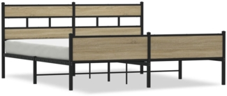 vidaXL Metallbett ohne Matratze Sonoma-Eiche 200x200 cm 3308507