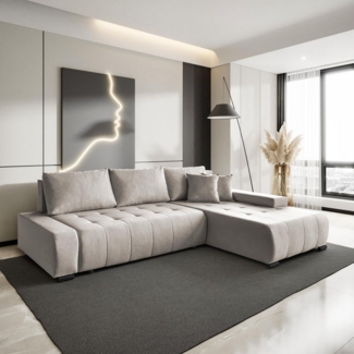 Beautysofa Ecksofa DRACO mit Schlaffunktion und Bettkasten, Ecke mit Einfügung