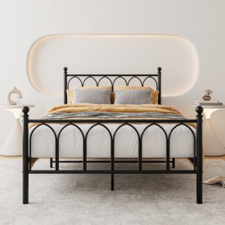 HAUSS SPLOE Metallbett Modern Metallbett Bettgestelle Einzelbett Gästebett Bettrahmen (90*200cm, für Erwachsene und Kinder), modernes Design