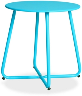 Beistelltisch Gartentisch Rund Metall Balkontisch Blau Outdoor Tisch Metalltisch Bistrotisch Kaffeetisch