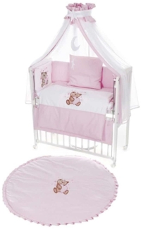Beistellbett mit Rollen komplett inkl. Krabbeldecke Teddy rosa