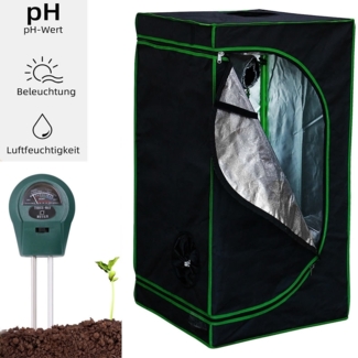 Growbox inkl. 3 in 1 Feuchtigkeitsmessgerät für Pflanzen Gewächshaus Indoor Pflanzenzelt Zuchtzelt Growroom Zuchtschrank Darkroom Zimmergewächshaus Growschrank - 40x40x120 cm