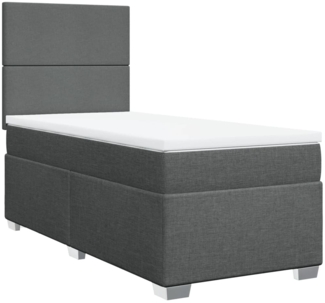 vidaXL Boxspringbett mit Matratze Dunkelgrau 90x200 cm Stoff 3290365