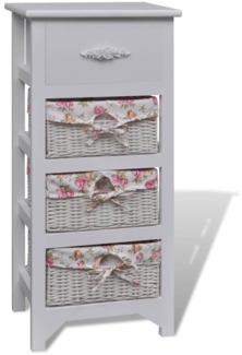 vidaXL Beistellschrank mit 1 Schublade und 3 Körben Weiß Paulowniaholz 241543